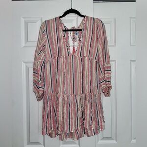 Blue Island Multicolor Striped Swim Coverup